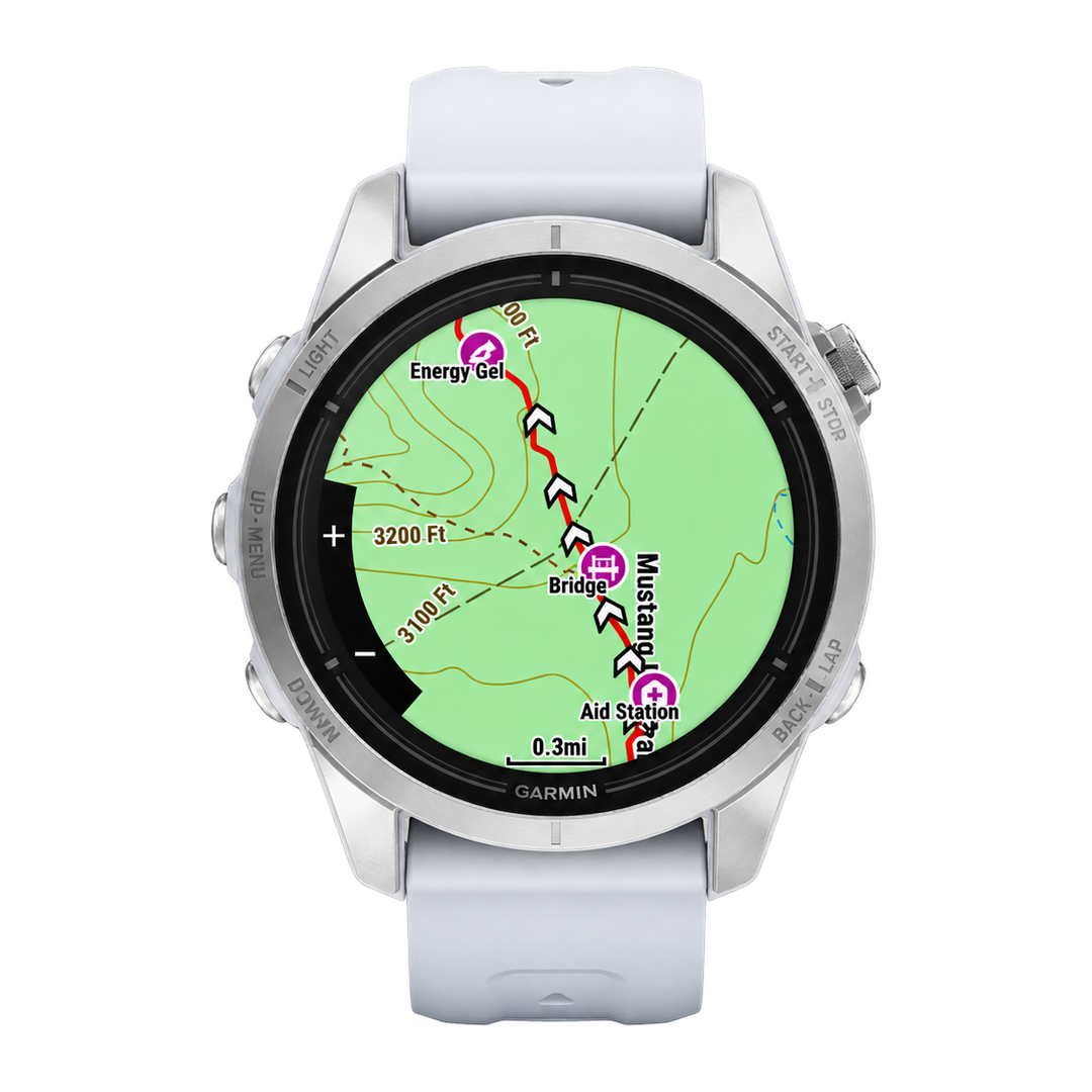 Garmin Epix Pro Gen 2 42 mm med sølvfarvet urkasse og hvid rem