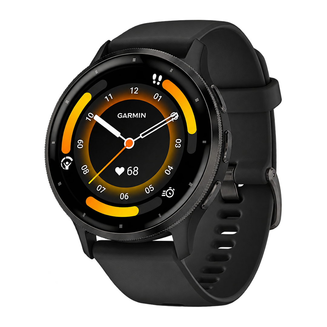Garmin Venu 3 45 mm med sort urkasse og sort rem